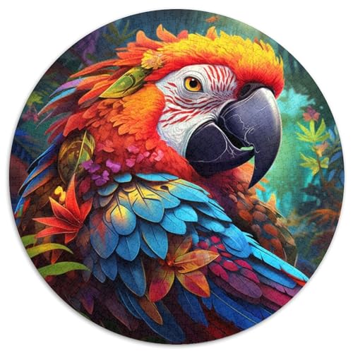 Rundes Papageien-Puzzle mit 1000 Teilen, Puzzle-Geschenke, anspruchsvolles Denkspiel für Teenager, Spaß für die ganze Familie, DIY-Geschenk zur Heimdekoration 67,5 x 67,5 cm von WGLINGX