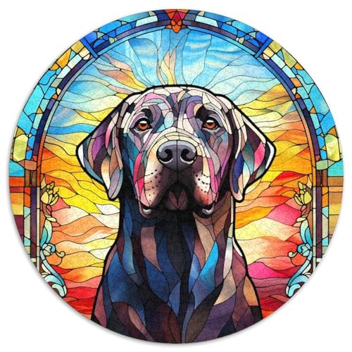Rundes Puzzle aus Buntglas-Labrador-Karton, 1000 Teile, Puzzle für Erwachsene, anspruchsvolles Denkspiel für Teenager, unterhaltsames interaktives Spiel für die ganze Familie 67,5 x 67,5 cm Rundes Puzzle aus Buntglas-Labrador-Karton, 1000 Teile, Puzzle für Erwachsene, anspruchsvolles Denkspiel für Teenager, unterhaltsames interaktives Spiel für die ganze Familie 67,5 x 67,5 cm von WGLINGX
