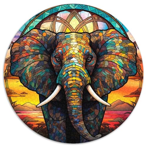 Rundes Puzzle aus Karton mit Buntglashirsch und 1000 Teilen für Erwachsene, anspruchsvolles Denkspiel für Teenager, unterhaltsames interaktives Spiel für die ganze Familie 67,5 x 67,5 cm Rundes Puzzle aus Karton mit Buntglashirsch und 1000 Teilen für Erwachsene, anspruchsvolles Denkspiel für Teenager, unterhaltsames interaktives Spiel für die ganze Familie 67,5 x 67,5 cm von WGLINGX
