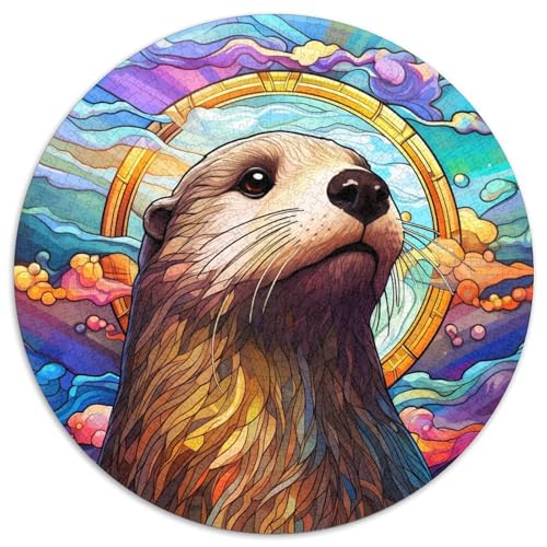 Rundes Puzzle aus Karton mit Buntglasotter, 1000 Teile, für Erwachsene, anspruchsvolles Denkspiel für Teenager, unterhaltsames interaktives Spiel für die ganze Familie 67,5 x 67,5 cm Rundes Puzzle aus Karton mit Buntglasotter, 1000 Teile, für Erwachsene, anspruchsvolles Denkspiel für Teenager, unterhaltsames interaktives Spiel für die ganze Familie 67,5 x 67,5 cm von WGLINGX