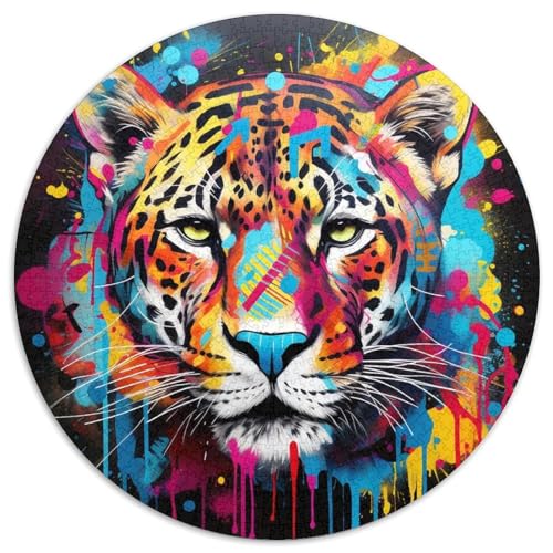 Rundes Puzzle aus Pappe mit Leoparden-Graffiti-Motiven, 1000 Teile, für Erwachsene, anspruchsvolles Denkspiel für Teenager, unterhaltsames interaktives Spiel für die ganze Familie 67,5 x 67,5 cm Rundes Puzzle aus Pappe mit Leoparden-Graffiti-Motiven, 1000 Teile, für Erwachsene, anspruchsvolles Denkspiel für Teenager, unterhaltsames interaktives Spiel für die ganze Familie 67,5 x 67,5 cm von WGLINGX