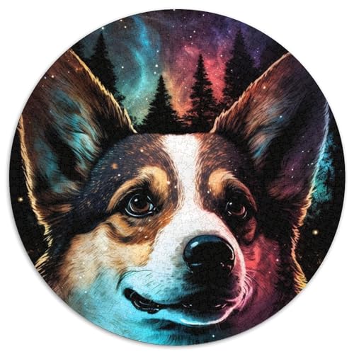 Rundes Puzzle für Erwachsene mit 1000 Teilen, Corgi-Puzzle aus Pappe, für Jugendliche ab 14 Jahren, Heimdekoration (67,5x67,5cm) von WGLINGX