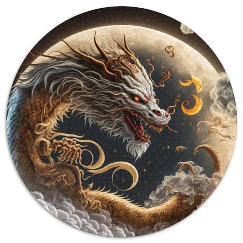 Rundes Puzzle für Erwachsene mit 1000 Teilen, Drachen-Puzzle aus Pappe, für Jugendliche ab 14 Jahren, Heimdekoration (67,5x67,5cm) von WGLINGX