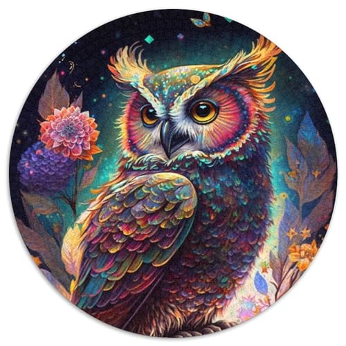 Rundes Puzzle für Erwachsene mit 1000 Teilen, Eulen-Puzzle aus Karton für Jugendliche ab 14 Jahren, Heimdekoration (67,5x67,5cm) von WGLINGX