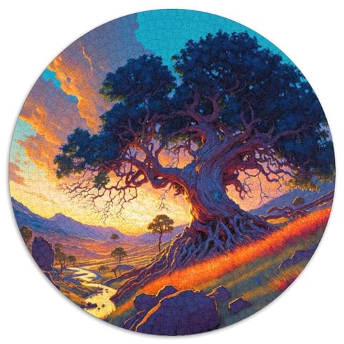 Rundes Puzzle für Erwachsene mit 1000 Teilen, Fantasie-Eichenbaum, Papppuzzle für Jugendliche ab 14 Jahren, Heimdekoration (67,5x67,5cm) von WGLINGX