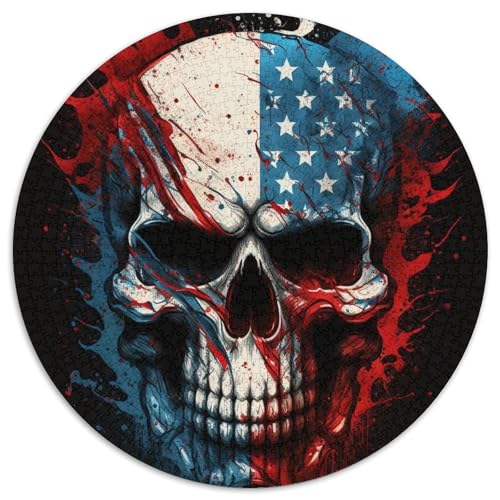 Rundes Puzzle für Erwachsene mit 1000 Teilen, Flagge und Totenkopf, Kartonpuzzle für Jugendliche ab 14 Jahren, Heimdekoration (67,5x67,5cm) von WGLINGX