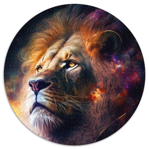Rundes Puzzle für Erwachsene mit 1000 Teilen, Löwe, Papppuzzle für Jugendliche ab 14 Jahren, Heimdekoration (67,5x67,5cm) von WGLINGX