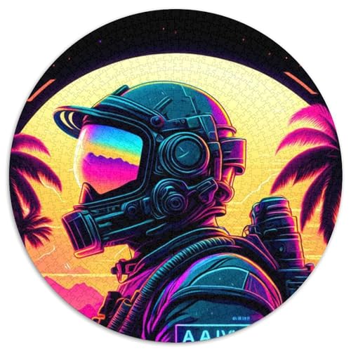 Rundes Puzzle für Erwachsene mit 1000 Teilen, Punk-Astronaut, Papppuzzle für Jugendliche ab 14 Jahren, Heimdekoration (67,5x67,5cm) von WGLINGX