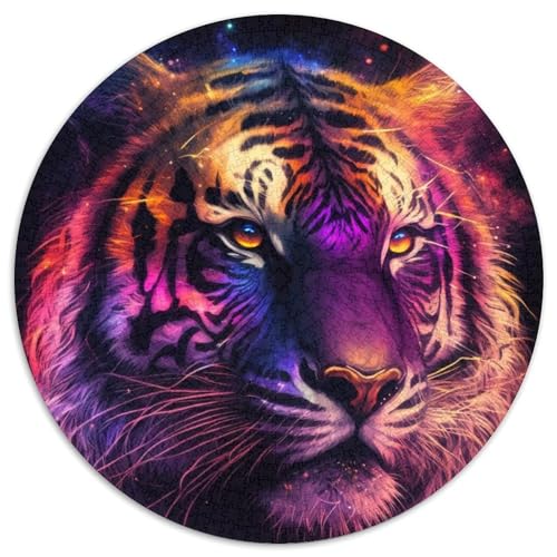 Rundes Puzzle für Erwachsene mit 1000 Teilen, Weltraum-Tiger, Kartonpuzzle für Jugendliche ab 14 Jahren, Heimdekoration (67,5x67,5cm) von WGLINGX