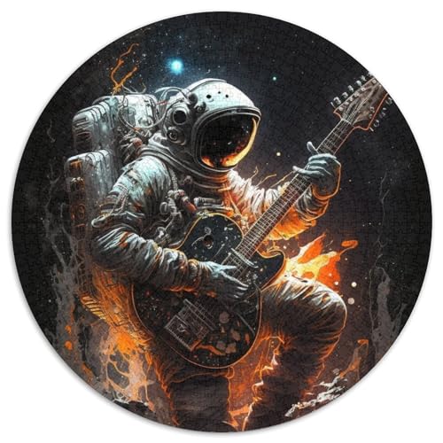 Rundes Puzzle mit 1000 Teilen, Astronautengitarre, Kartonpuzzle, DIY-Heimdekoration, Denkspiel für Teenager (67,5x67,5cm) von WGLINGX