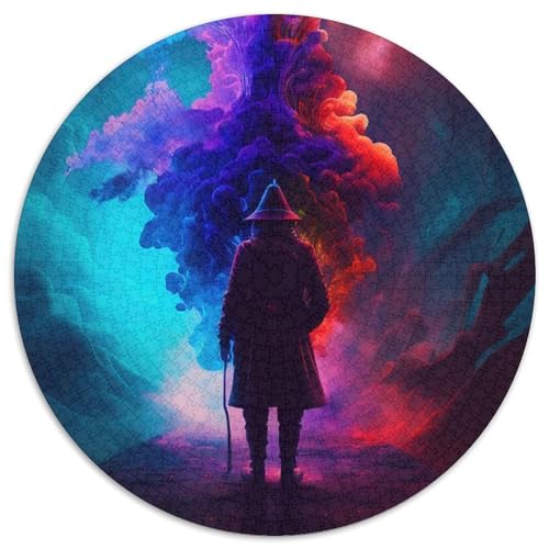 Rundes Puzzle mit 1000 Teilen, Bunte Träume, Kartonpuzzle, DIY-Heimdekor, Denkspiel für Teenager (67,5x67,5cm) von WGLINGX