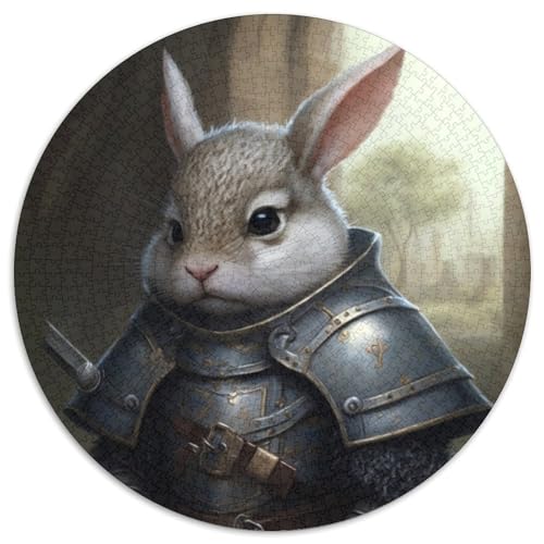 Rundes Puzzle mit 1000 Teilen, Kaninchen-Krieger, schwierige Rätsel für Erwachsene, anspruchsvolles Denkspiel, Spieleabend mit der Familie (67,5x67,5cm) von WGLINGX