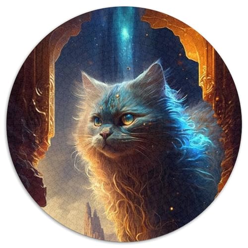 Rundes Puzzle mit 1000 Teilen, Perserkatze, Kartonpuzzle, DIY-Heimdekoration, Denkspiel für Teenager (67,5x67,5cm) von WGLINGX