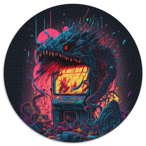 Rundes Puzzle mit 1000 Teilen für Erwachsene, Arcade-Monster, anspruchsvolle Puzzles, ideales Weihnachts- oder Geburtstagsgeschenk, Partyspiel-Spielzeug (67,5x67,5cm) von WGLINGX