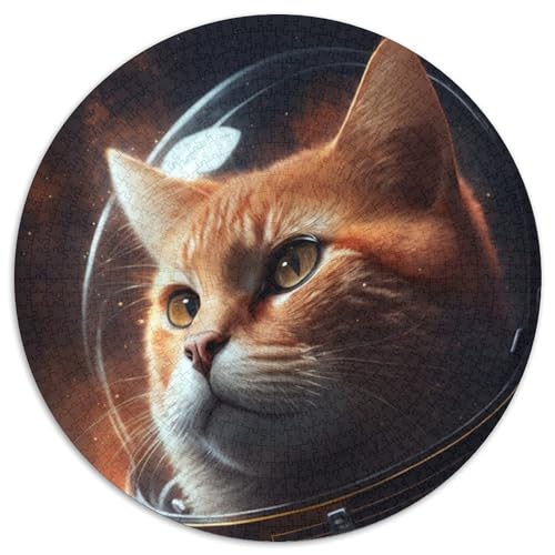 Rundes Puzzle mit 1000 Teilen für Erwachsene, Astronauten-Katze, Papppuzzle für Jugendliche ab 14 Jahren, Heimdekoration (67,5x67,5cm) von WGLINGX