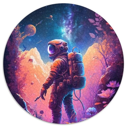 Rundes Puzzle mit 1000 Teilen für Erwachsene, Astronauten-Puzzle aus Pappe für Jugendliche ab 14 Jahren, Heimdekoration (67,5x67,5cm) von WGLINGX