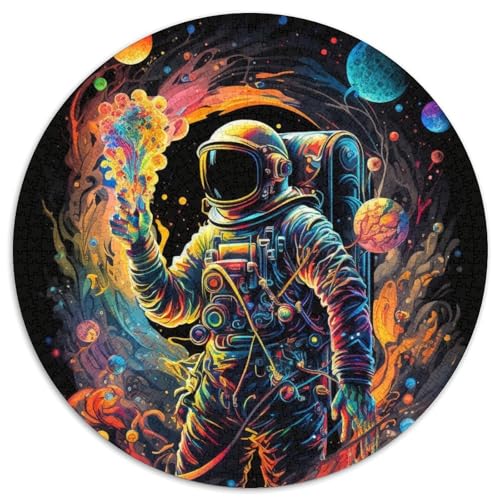 Rundes Puzzle mit 1000 Teilen für Erwachsene, Astronauten-Puzzle aus Pappe für Jugendliche ab 14 Jahren, Heimdekoration (67,5x67,5cm) von WGLINGX