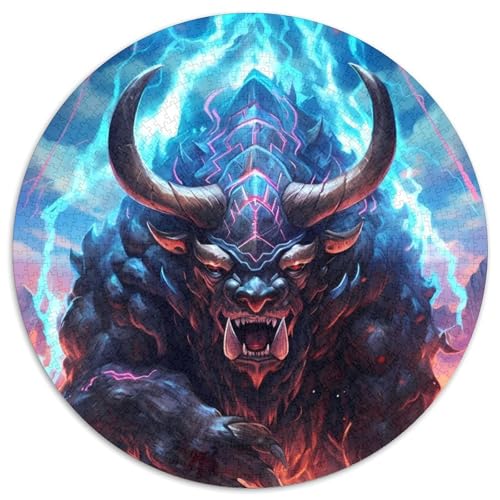 Rundes Puzzle mit 1000 Teilen für Erwachsene, König, Monster, Bulle, Karton, Puzzle-Spielzeug, Geschenk, pädagogisches, intellektuelles, entspannendes Familienspiel (67,5x67,5cm) von WGLINGX