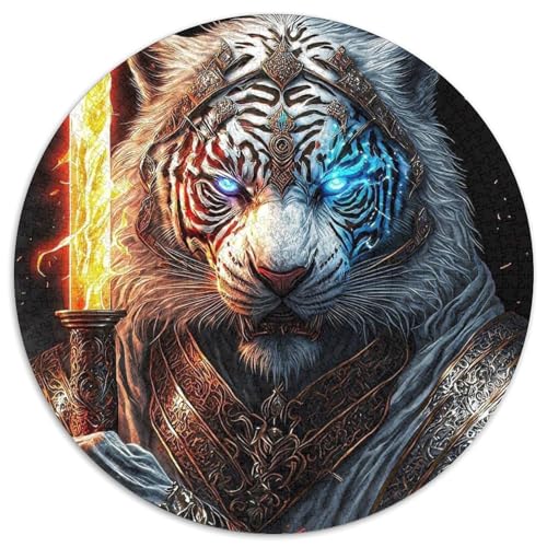 Rundes Puzzle mit 1000 Teilen für Erwachsene, Mechanischer Tiger, Papppuzzle für Jugendliche ab 14 Jahren, Heimdekoration (67,5x67,5cm) von WGLINGX