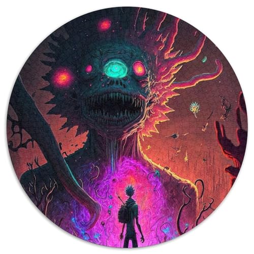 Rundes Puzzle mit 1000 Teilen für Erwachsene, Monster World, Papppuzzle für Jugendliche ab 14 Jahren, Heimdekoration (67,5x67,5cm) von WGLINGX