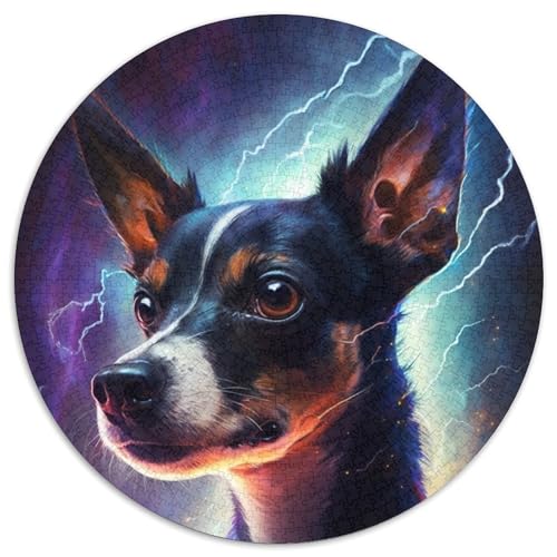 Rundes Puzzle mit 1000 Teilen für Erwachsene, bunter Blitzhund, Kartonpuzzle für Jugendliche ab 14 Jahren, Heimdekoration (67,5x67,5cm) von WGLINGX