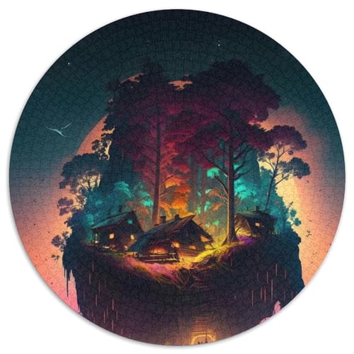 Rundes Puzzle mit 1000 Teilen für Erwachsene, schöne kleine Insel, anspruchsvolle Puzzles, ideales Urlaubs- oder Geburtstagsgeschenk, Partyspielspielzeug (67,5x67,5cm) von WGLINGX