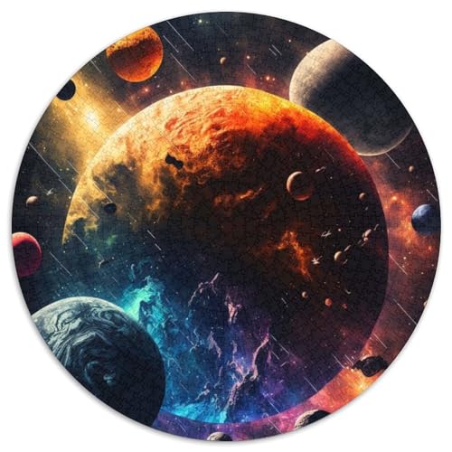 Rundes Puzzle mit 1000 Teilen für Erwachsene Die Dunkelheit der Weltraumplaneten, Papppuzzle für Jugendliche ab 14 Jahren, Heimdekoration (67,5x67,5cm) von WGLINGX