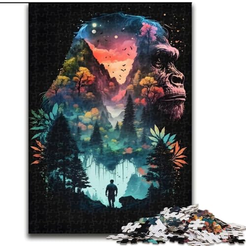 Schimpansen-Puzzle mit 1000 Teilen für Erwachsene, 1000 Teile, Heimdekoration, Familienspaß, ab 14 Jahren (Größe 50x75cm) von WGLINGX