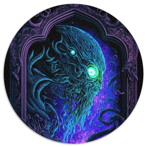 Schwarzes Monster, 1000-teiliges Puzzle für Erwachsene, 1000-teiliges rundes Puzzle, Familienaktivität, DIY-Heimdekoration, (67,5x67,5cm) von WGLINGX