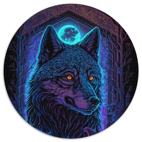 Schwarzlicht-Wolf-Puzzle, 1000 Teile, Puzzle für Erwachsene, Weihnachten, Halloween, Ostern, Neujahr (67,5x67,5cm) von WGLINGX