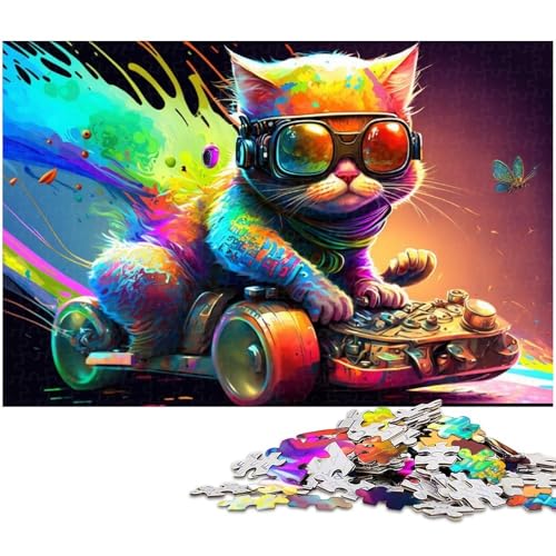 Skateboard-Katzen-Puzzle, 1000 Teile, Puzzle-Kunstwerk für Erwachsene, ganze Familie (Größe 50 x 75 cm) von WGLINGX