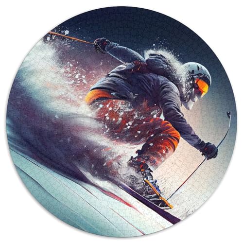 Ski-Vintage-Ski-Puzzle, 1000 Teile, Puzzle für Erwachsene, Weihnachten, Halloween, Ostern, Neujahr (67,5x67,5cm) von WGLINGX
