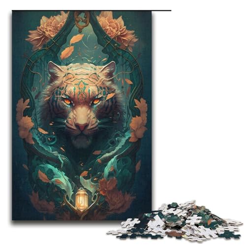 Skurriles Tiger-Puzzle für Erwachsene, 1000 Teile, Lernspiel, Herausforderungsspielzeug, Weihnachts- und Geburtstagsgeschenk (Größe 38 x 26 cm) von WGLINGX