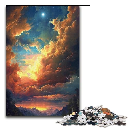 Sonnenuntergang in den Bergen, Puzzle für Erwachsene, 1000 Teile, Lernspiel, Herausforderungsspielzeug, einzigartige Heimdekoration und Geschenke (Größe 38 x 26 cm) von WGLINGX