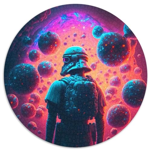 Space Explorer Puzzle für Erwachsene, 1000-teiliges, rundes Puzzle, Denkspiel, interaktives Familienspiel, geeignet für Kinder ab 14 Jahren (67,5x67,5cm) von WGLINGX