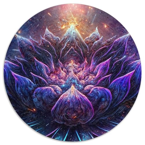 Space Lotus Puzzle für Erwachsene, 1000 Teile, rundes Puzzle, Denkspiel, interaktives Familienspiel, geeignet für Kinder ab 14 Jahren (67,5x67,5cm) von WGLINGX