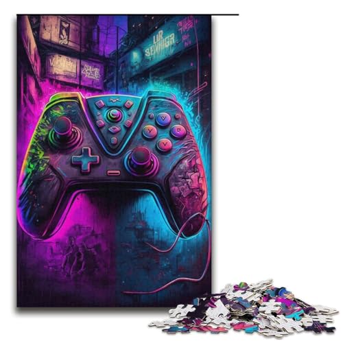 Spiel-Neonfarben-Puzzle, 1000 Teile, Puzzle für Erwachsene, tolles Geschenk für Spiele, geeignet für Jugendliche ab 14 Jahren (Größe 38 x 26 cm) von WGLINGX