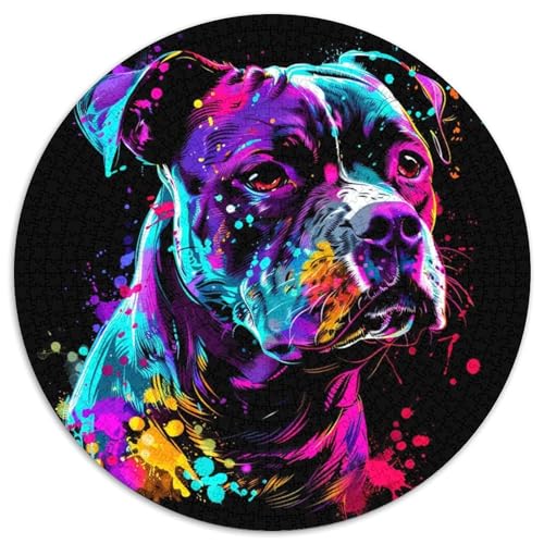 Staffordshire Bull Terrier Rundes Papppuzzle mit 1000 Teilen für Erwachsene, anspruchsvolles Denkspiel für Teenager, unterhaltsames interaktives Spiel für die ganze Familie 67,5 x 67,5 cm Staffordshire Bull Terrier Rundes Papppuzzle mit 1000 Teilen für Erwachsene, anspruchsvolles Denkspiel für Teenager, unterhaltsames interaktives Spiel für die ganze Familie 67,5 x 67,5 cm von WGLINGX