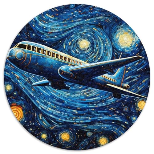 Sternenhimmel-Flugzeug-Puzzle für Erwachsene, 1000-teiliges, rundes Puzzle, Denkspiel, interaktives Familienspiel, geeignet für Kinder ab 14 Jahren (67,5x67,5cm) von WGLINGX