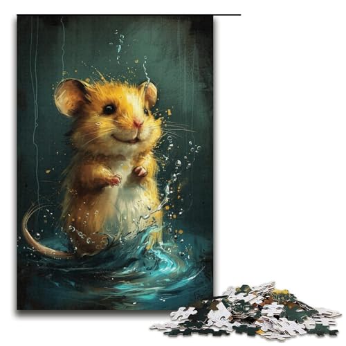 Süßes kleines gelbes Maus-Puzzlespiel, 1000 Teile, Puzzle für Erwachsene, perfekte Dekoration für Teenager ab 14 Jahren (Größe 38 x 26 cm) von WGLINGX