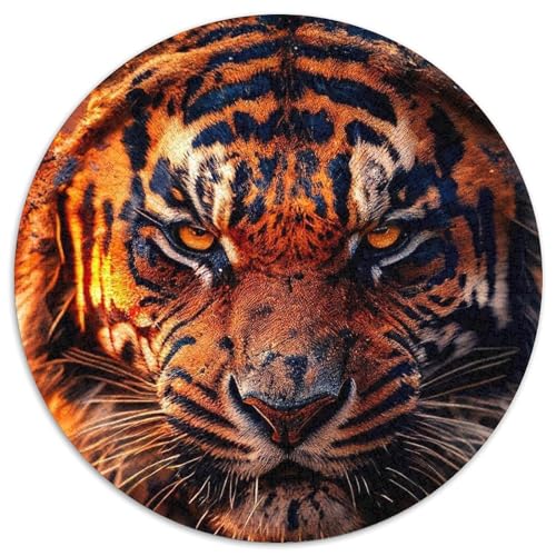 Tiger-Puzzle aus Pappe, rund, 1000 Teile, für Erwachsene, kompliziertes Design für Teenager, DIY-Dekoration und gehirnfördernder Spaß 67,5 x 67,5 cm Tiger-Puzzle aus Pappe, rund, 1000 Teile, für Erwachsene, kompliziertes Design für Teenager, DIY-Dekoration und gehirnfördernder Spaß 67,5 x 67,5 cm von WGLINGX