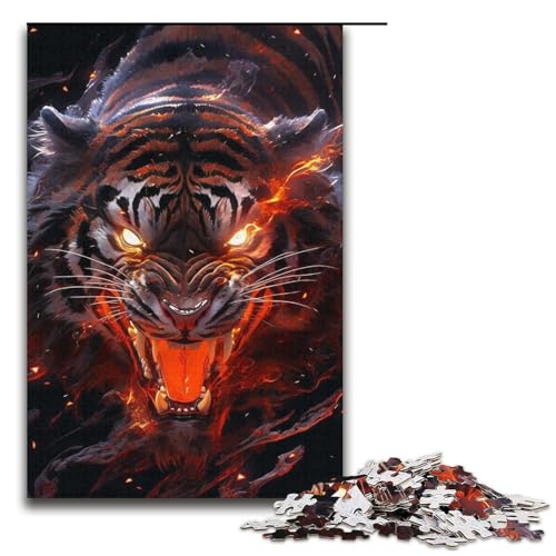 Tiger-Puzzle für Erwachsene, 1000 Teile, Lernspiel, Herausforderungsspielzeug, Weihnachts- und Geburtstagsgeschenk (Größe 38 x 26 cm) von WGLINGX