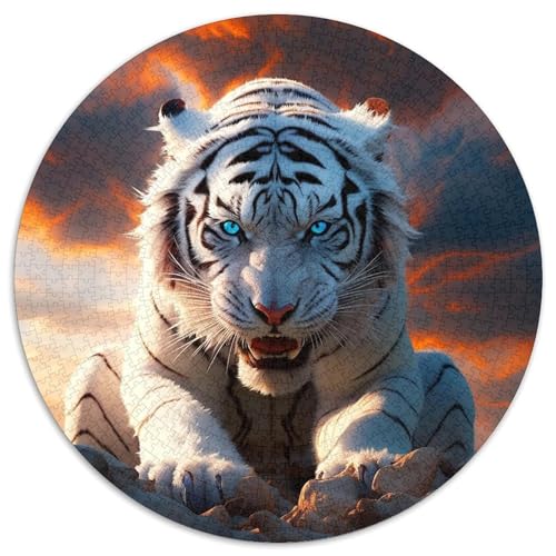 Tiger-Puzzle für Erwachsene, 1000-teiliges, rundes Puzzle, Denkspiel, interaktives Familienspiel, geeignet für Kinder ab 14 Jahren (67,5x67,5cm) von WGLINGX
