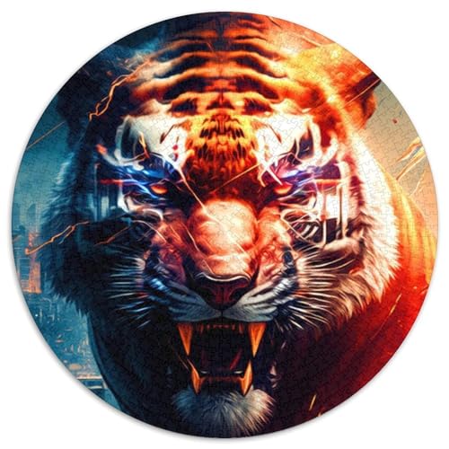 Tiger-Puzzle für Erwachsene, 1000-teiliges, rundes Puzzle, Denkspiel, interaktives Familienspiel, geeignet für Kinder ab 14 Jahren (67,5x67,5cm) von WGLINGX