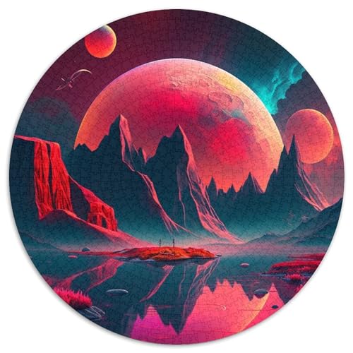 Universum-Planeten-Puzzle für Erwachsene, 1000-teiliges, rundes Puzzle, Denkspiel, interaktives Familienspiel, geeignet für Kinder ab 14 Jahren (67,5x67,5cm) von WGLINGX
