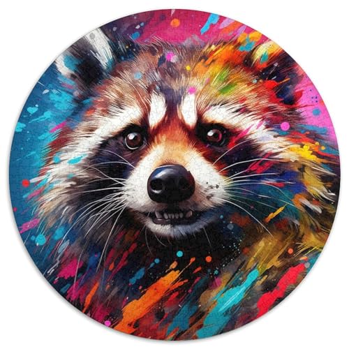 Waschbär-Puzzle, rund, 1000 Teile, aus Pappe, für Erwachsene, kompliziertes Design für Teenager, DIY-Dekoration und gehirnfördernder Spaß 67,5 x 67,5 cm Waschbär-Puzzle, rund, 1000 Teile, aus Pappe, für Erwachsene, kompliziertes Design für Teenager, DIY-Dekoration und gehirnfördernder Spaß 67,5 x 67,5 cm von WGLINGX