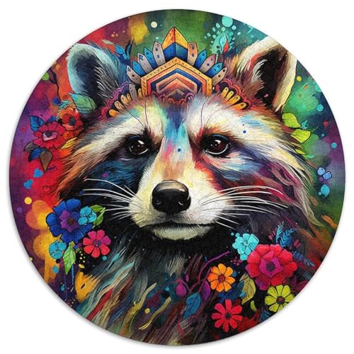 Waschbär mit Blumen, rundes Puzzle aus Karton, 1000 Teile, interaktives Familienspiel, Denksportaufgabe, Lernspielzeug 67,5 x 67,5 cm Waschbär mit Blumen, rundes Puzzle aus Karton, 1000 Teile, interaktives Familienspiel, Denksportaufgabe, Lernspielzeug 67,5 x 67,5 cm von WGLINGX