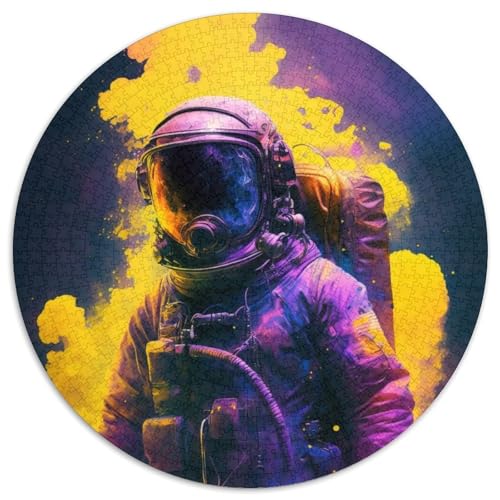 Weltraum-Astronauten-Puzzle für Erwachsene, 1000-teiliges, rundes Puzzle, Denkspiel, interaktives Familienspiel, geeignet für Kinder ab 14 Jahren (67,5x67,5cm) von WGLINGX