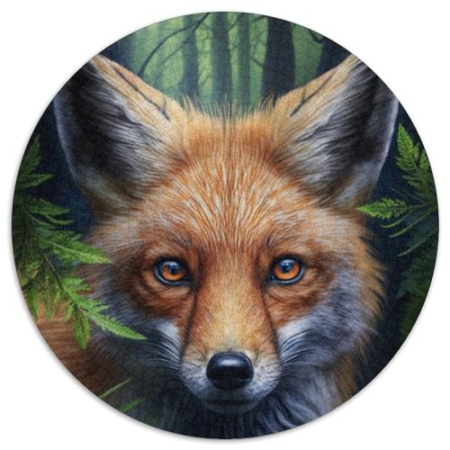 Wild Fox Puzzle für Erwachsene, 1000 Teile, rundes Puzzle, Denkspiel, interaktives Familienspiel, geeignet für Kinder ab 14 Jahren (67,5x67,5cm) von WGLINGX