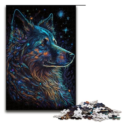 Wolf-Puzzle 1000 Teile für Erwachsene, Lernpuzzle, Familienspiel, Stressabbau, schwierige Herausforderung (Größe 50 x 75 cm) von WGLINGX